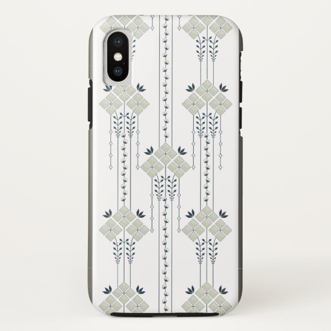 Coques Case-Mate iPhone Motif de fleurs et de boucles karo (Dos)