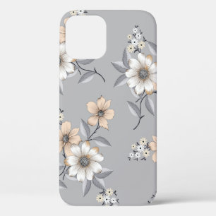 Case-Mate iPhone Case motif de fleurs grises et blanches sur fond gris