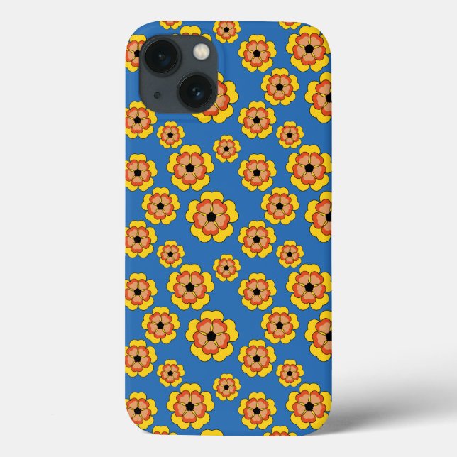Coques Case-Mate iPhone Motif de fleurs orange jaune (Verso)