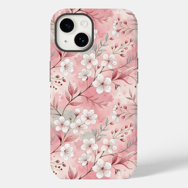 Coques Case-Mate iPhone Motif de fleurs Sakura rose (Verso)