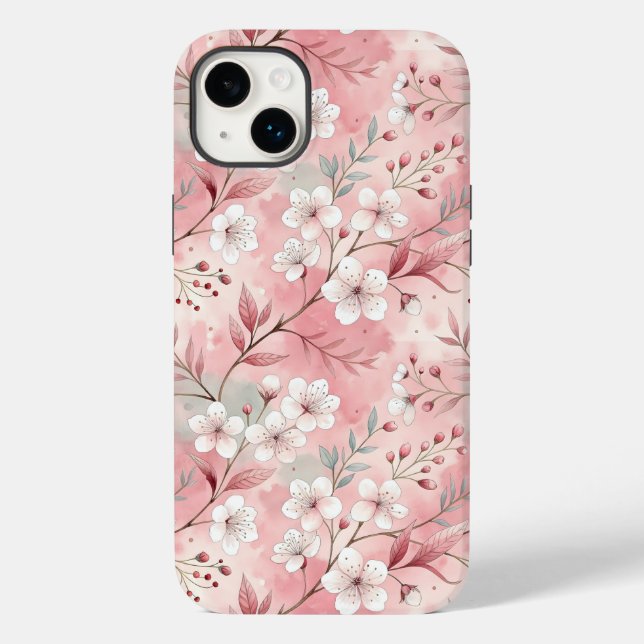 Coques Case-Mate iPhone Motif de fleurs Sakura rose (Verso)