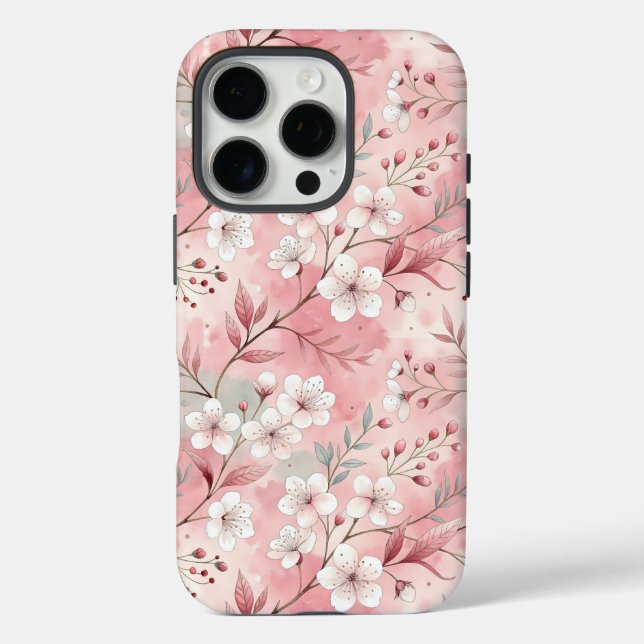 Coques Case-Mate iPhone Motif de fleurs Sakura rose (Verso)