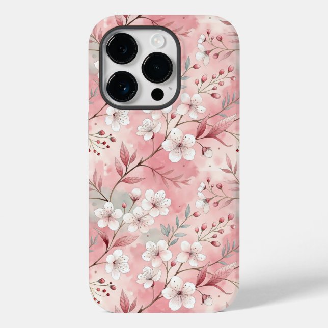 Coques Case-Mate iPhone Motif de fleurs Sakura rose (Verso)