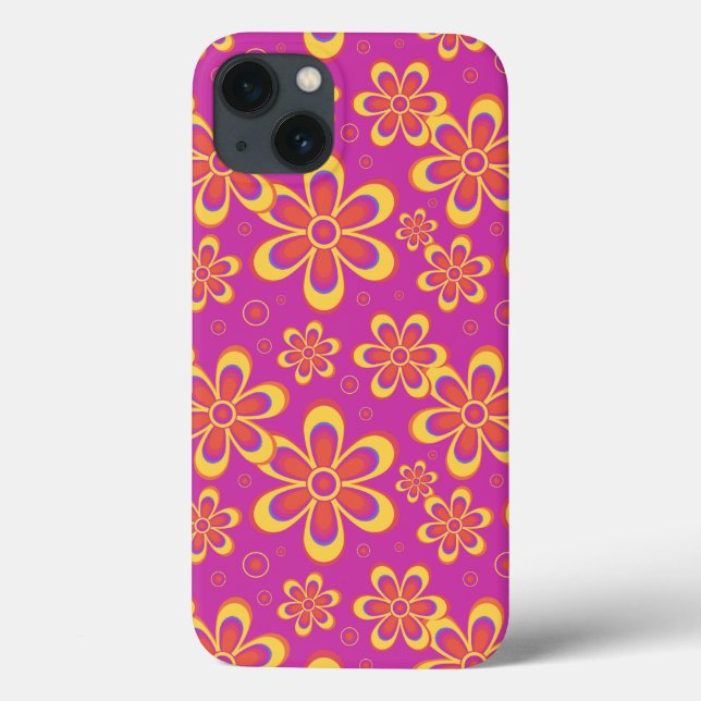 Coques Case-Mate iPhone Motif de fleurs Super magenta violet (Verso)