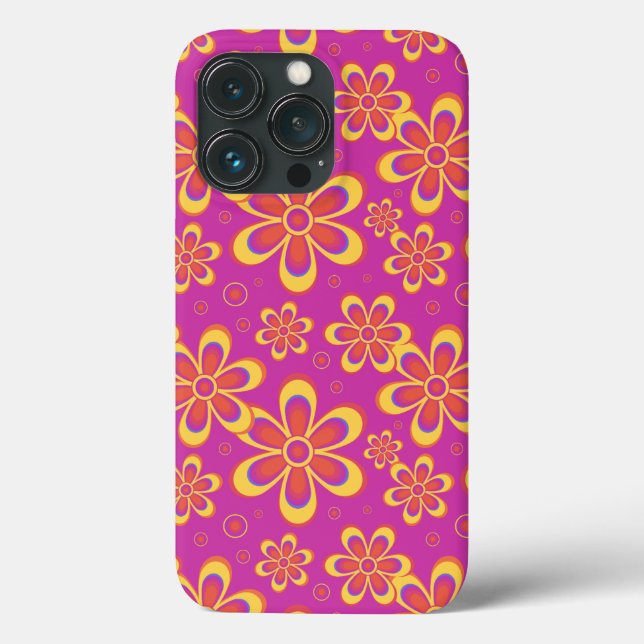 Coques Case-Mate iPhone Motif de fleurs Super magenta violet (Verso)