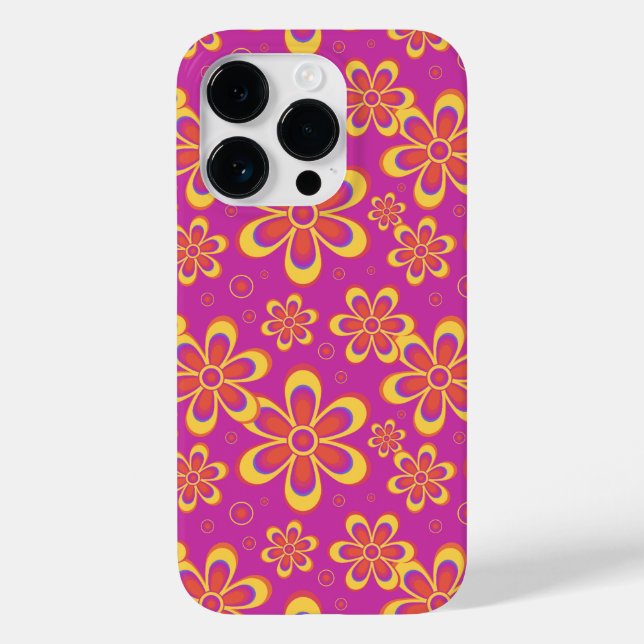 Coques Case-Mate iPhone Motif de fleurs Super magenta violet (Verso)