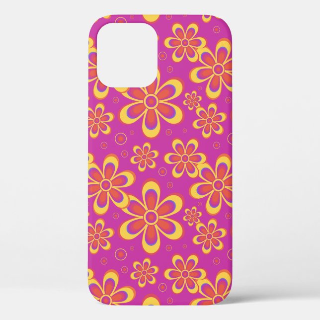 Coques Case-Mate iPhone Motif de fleurs Super magenta violet (Verso)