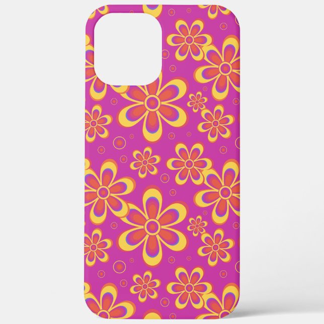 Coques Case-Mate iPhone Motif de fleurs Super magenta violet (Verso)