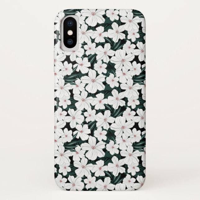 Coques Case-Mate iPhone Motif de fleurs tropical blanc (Dos)