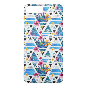 Coque iPhone 8 Plus/7 Plus Motif de fleurs tropical géométrique