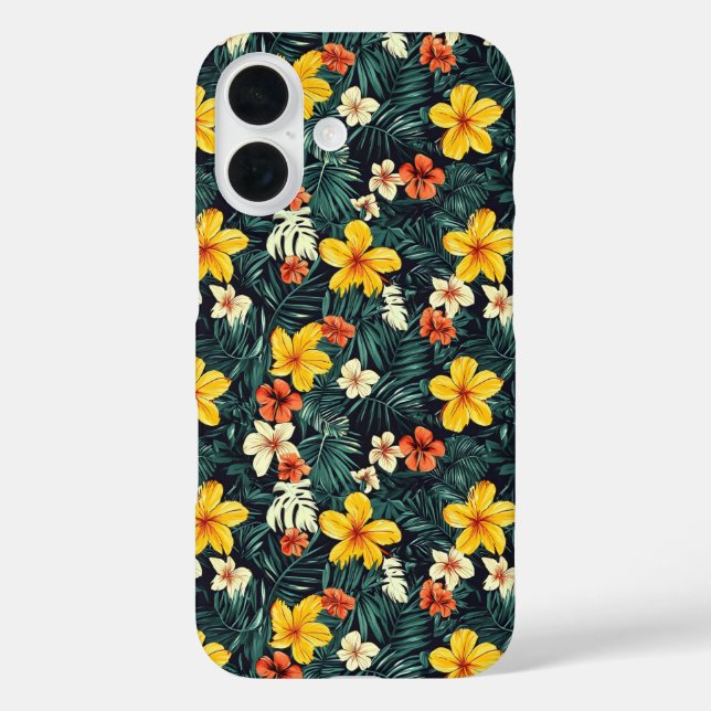 Coques Case-Mate iPhone Motif de fleurs tropicales jaunes (Verso)