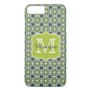 Coque Case-Mate iPhone Motif de fleurs vertes Monogrammes