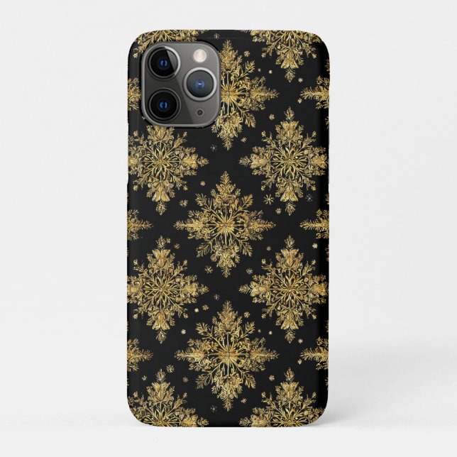 Coques Case-Mate iPhone Motif de flocon de neige doré orné (Dos)