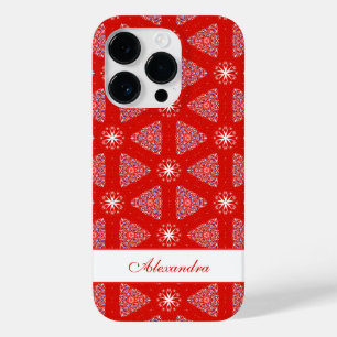 Coque Case-Mate iPhone Motif de Flocon de neige rouge de Noël Personnalis