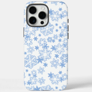 Coque iPhone 16 Pro Max Motif de flocons d'hiver bleu clair