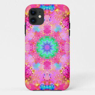 Coques Pour iPhone Motif de fractale d'étoiles et de bulles de rose