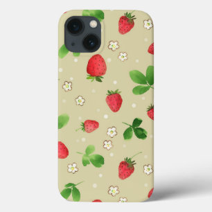 iPhone 13 Case Motif de fraises d'aquarelle