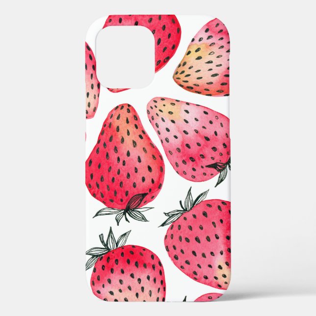 Coques Case-Mate iPhone Motif de fraises d'aquarelle. (Verso)