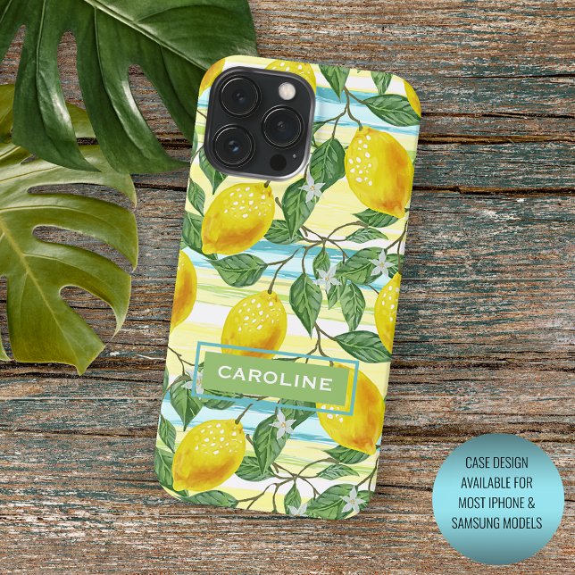 Coques Case-Mate iPhone Motif de fruit de citron d'été méditerranéen perso (Créateur téléchargé)