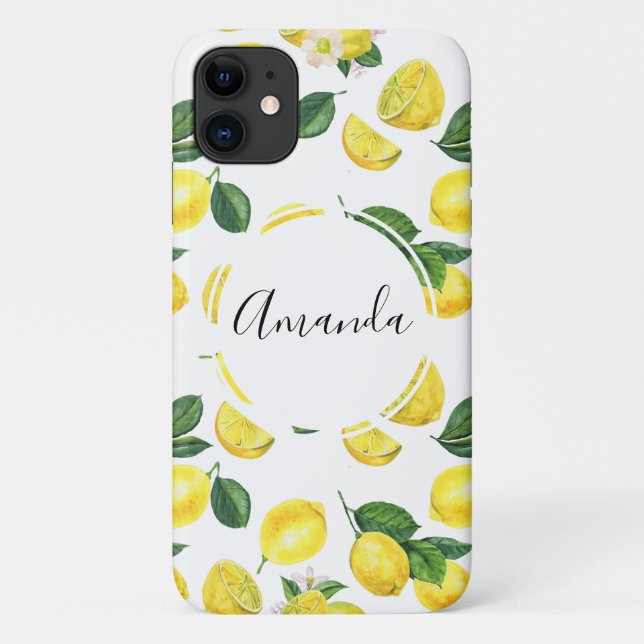 Coques Case-Mate iPhone Motif de fruits aux citrons jaunes (Dos)