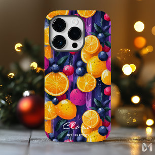 Coque Case-Mate iPhone Motif de fruits colorés avec agrumes et baies vitr