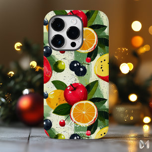 Coque Case-Mate iPhone Motif de fruits colorés avec nom et bonheur quo