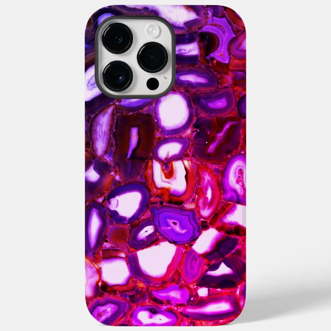 Coques Case-Mate iPhone motif de géoode rose Abstrait, agates roses (Verso)
