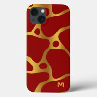 Motif de girafe abstraite rouge et or