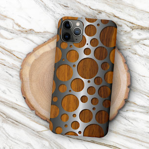 Coque Case-Mate iPhone Motif de grain de bois moderne tendance en faux mé