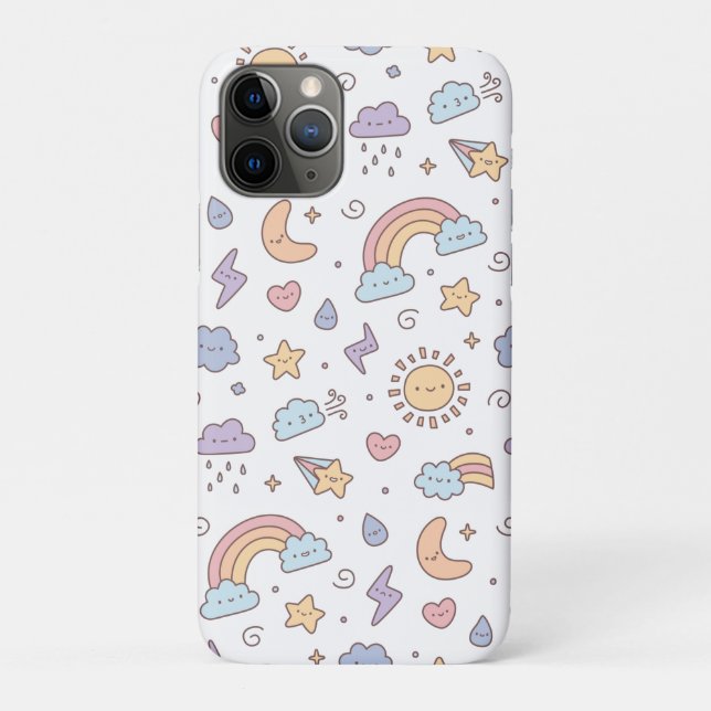 Coques Case-Mate iPhone Motif de gribouillis météorologiques mignons (Dos)