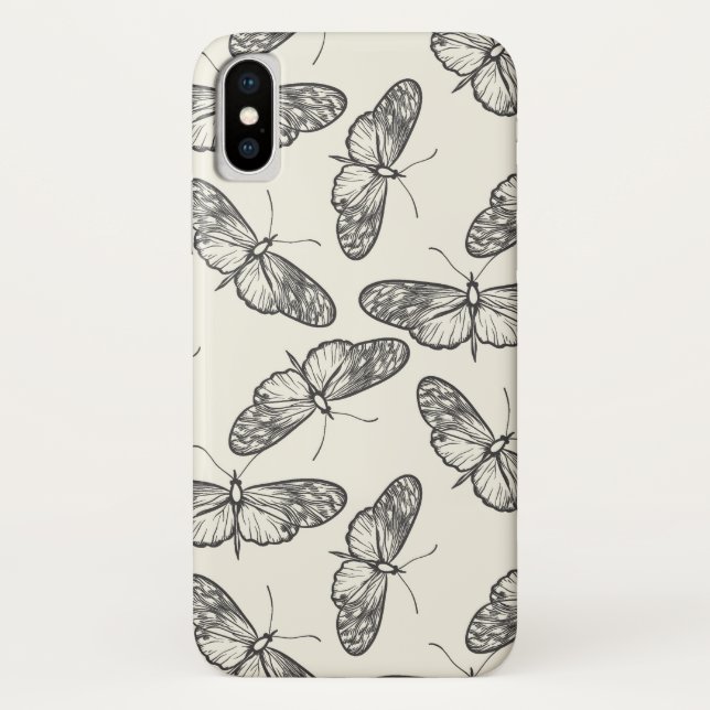 Coques Case-Mate iPhone Motif de gribouillis/papillon de nuit (Dos)