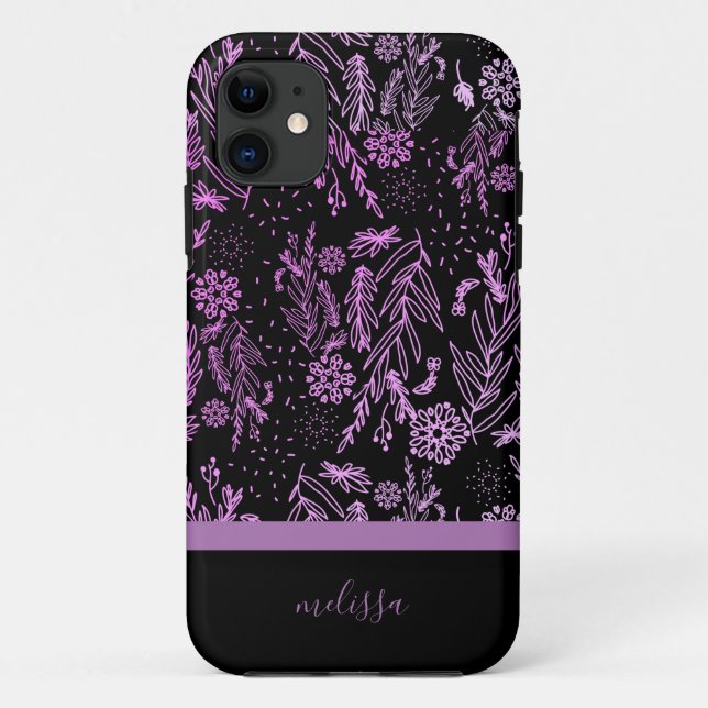 Coques Case-Mate iPhone Motif de gribouillis rose violet (Dos)