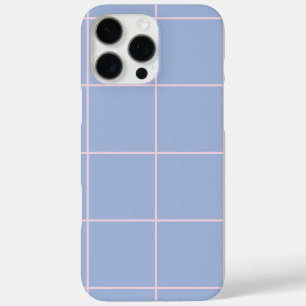 Coque iPhone 16 Pro Max Motif de grille bleu clair et rose