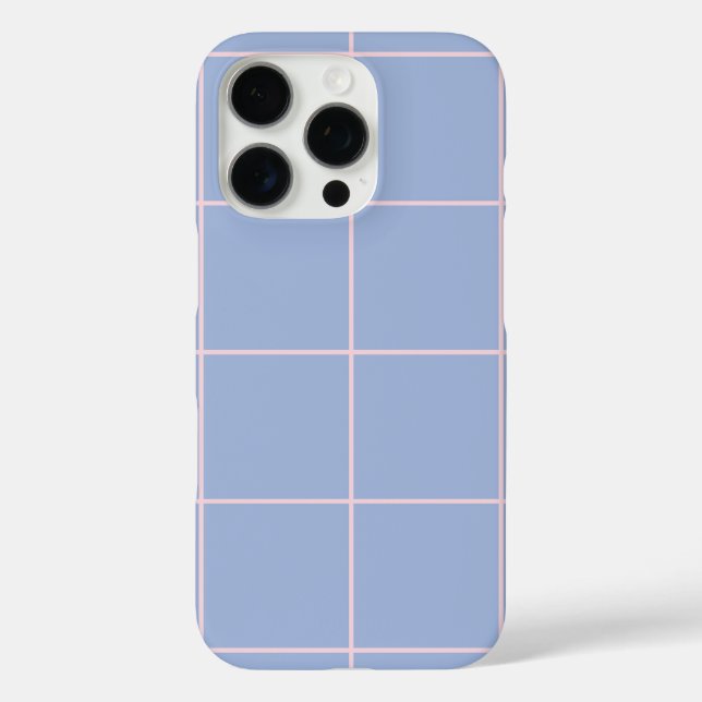 Coques Case-Mate iPhone Motif de grille bleu clair et rose (Verso)