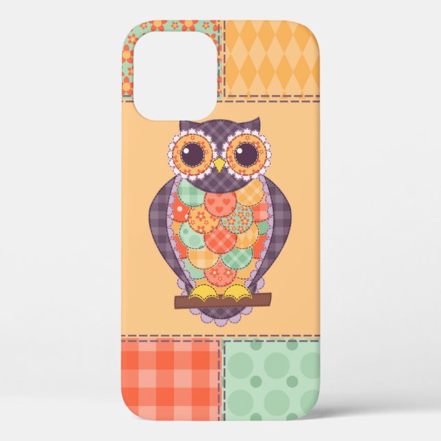 Coques Case-Mate iPhone Motif de hibou en patchwork sans couture. Arrière  (Verso)