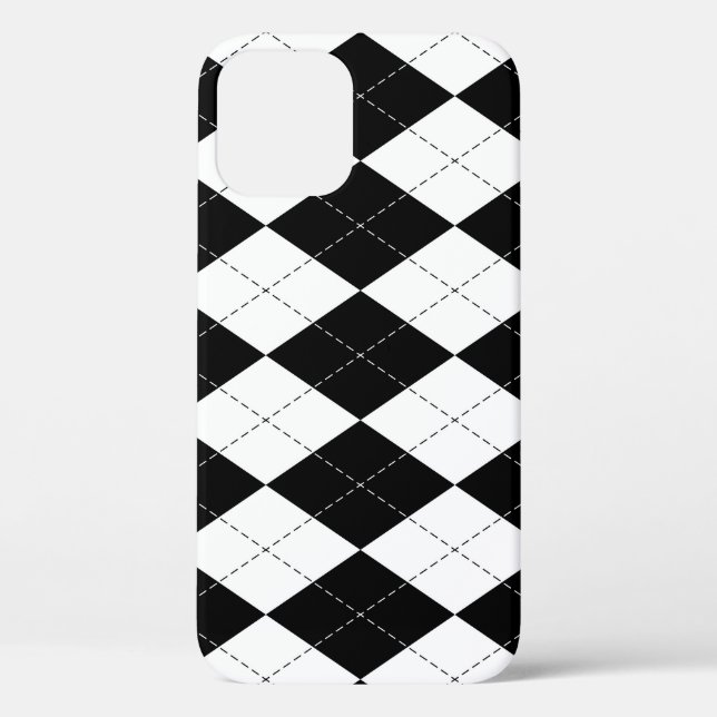 Coques Case-Mate iPhone Motif de Jacquard géométrique noir blanc (Verso)