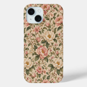 Coque Case-Mate iPhone Motif de jardin de pivoine et de rose romantique v