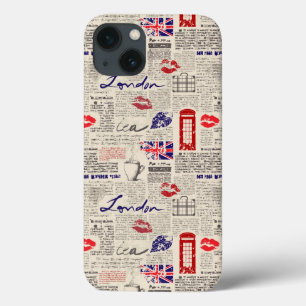 Etui iPhone 13 Motif de journal de Londres