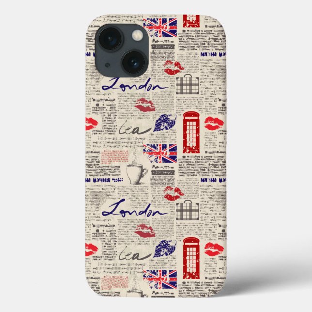 Coques Case-Mate iPhone Motif de journal de Londres (Verso)