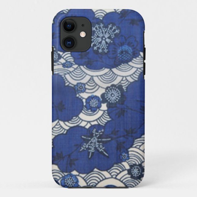 Coques Case-Mate iPhone Motif de kimono de l'Okinawa dans le bleu (Dos)