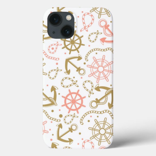 Coques Case-Mate iPhone Motif de la Ancre d'or (Verso)