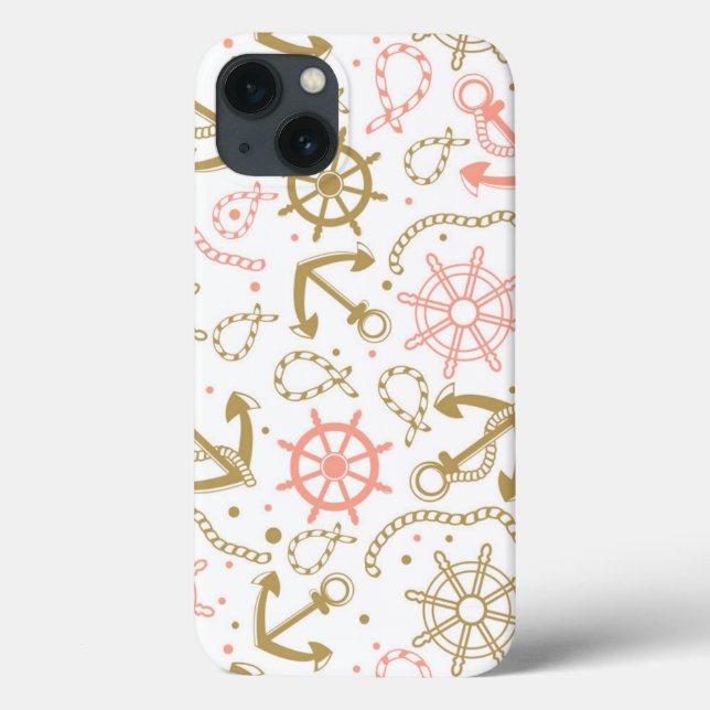 Coques Case-Mate iPhone Motif de la Ancre d'or (Verso)