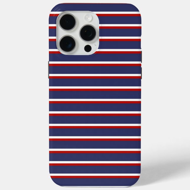 Coques Case-Mate iPhone Motif de la bande rouge bleue de la Marine (Verso)