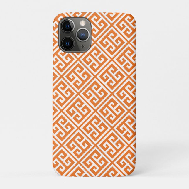 Coques Case-Mate iPhone Motif de la clé grecque Tangerine Orange (Dos)