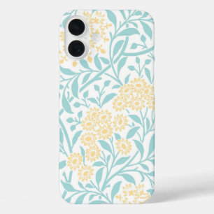 Coque Pour iPhone 16 Plus Motif de la menthe et du Damas floral jaune