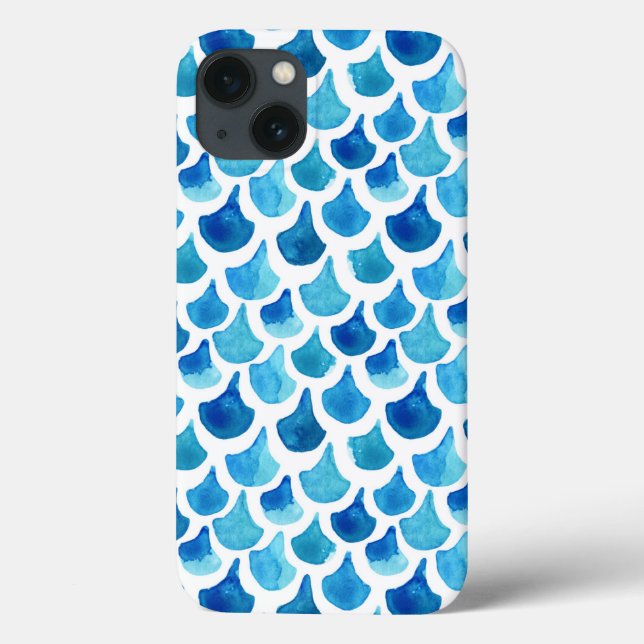 Coques Case-Mate iPhone Motif de l'échelle d'aquarelle bleue (Verso)