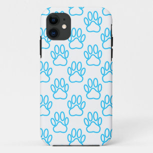 Coques Pour iPhone Motif de l'Empreinte de patte Blue Neon Dog