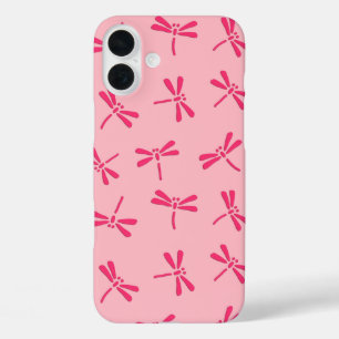 Coque Pour iPhone 16 Plus Motif de libellule japonaise, rose corail clair