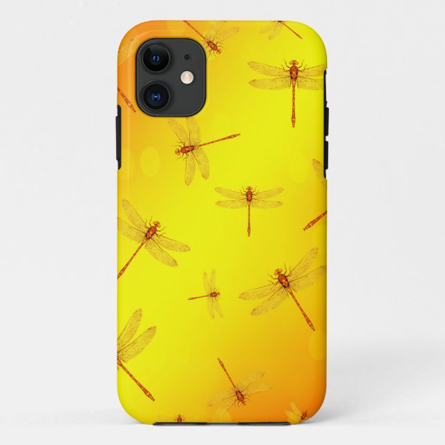 Coques Case-Mate iPhone Motif de libellule jaune doré, (Dos)
