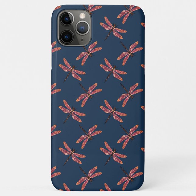 Coques Case-Mate iPhone Motif de libellules sur Midnight Blue (Dos)